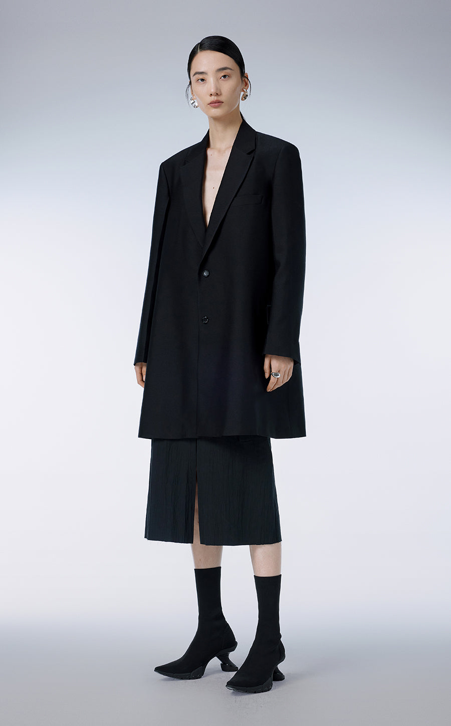 Coat / JNBY Wool-blend Silk Trench Coat（Spring 24）