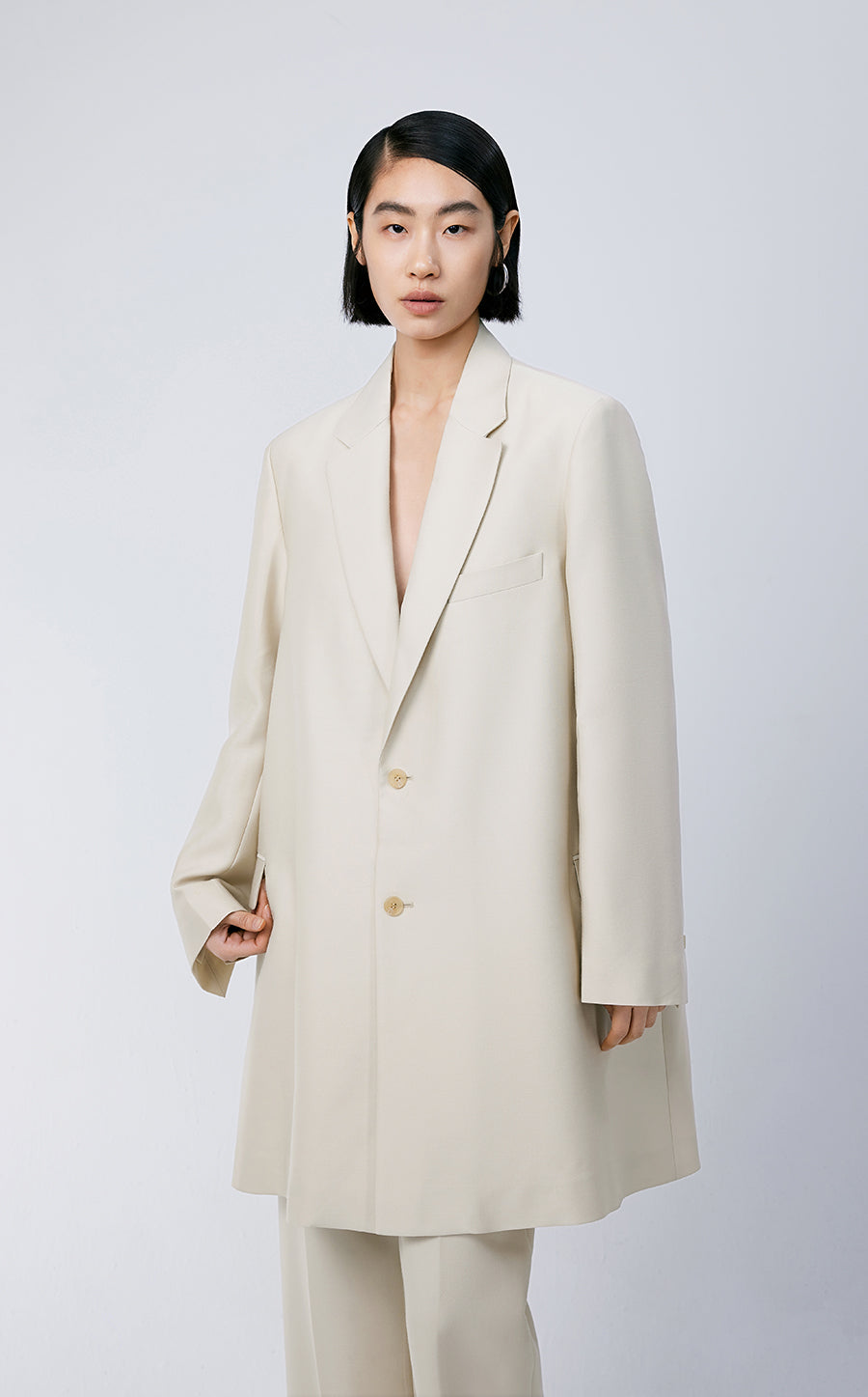 Coat / JNBY Wool-blend Silk Trench Coat（Spring 24）