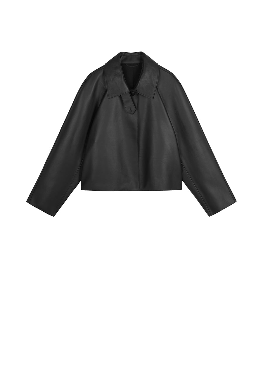 Coat / JNBY Classic Collar Cropped Sheep Leather Coat（Spring 24）