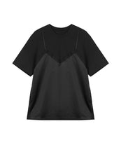 T-shirt / JNBY Viscose-silk Satin-panel T-shirt