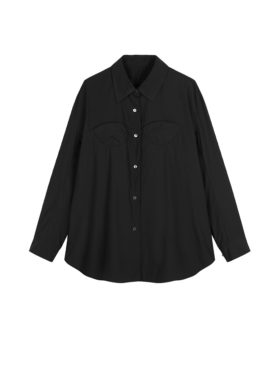 Shirt / JNBY Pinstripe Gathered-waist Cotton Shirt