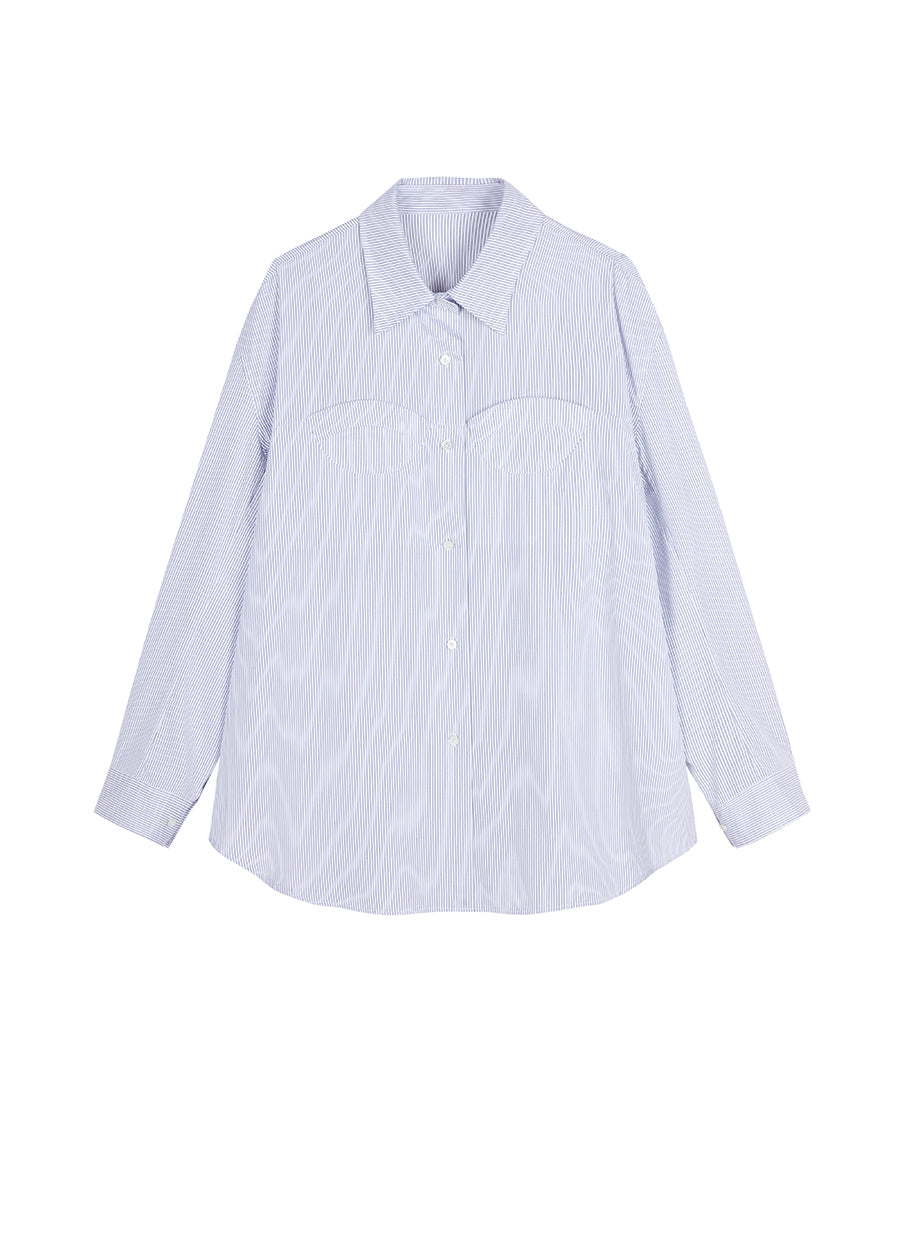 Shirt / JNBY Pinstripe Gathered-waist Cotton Shirt