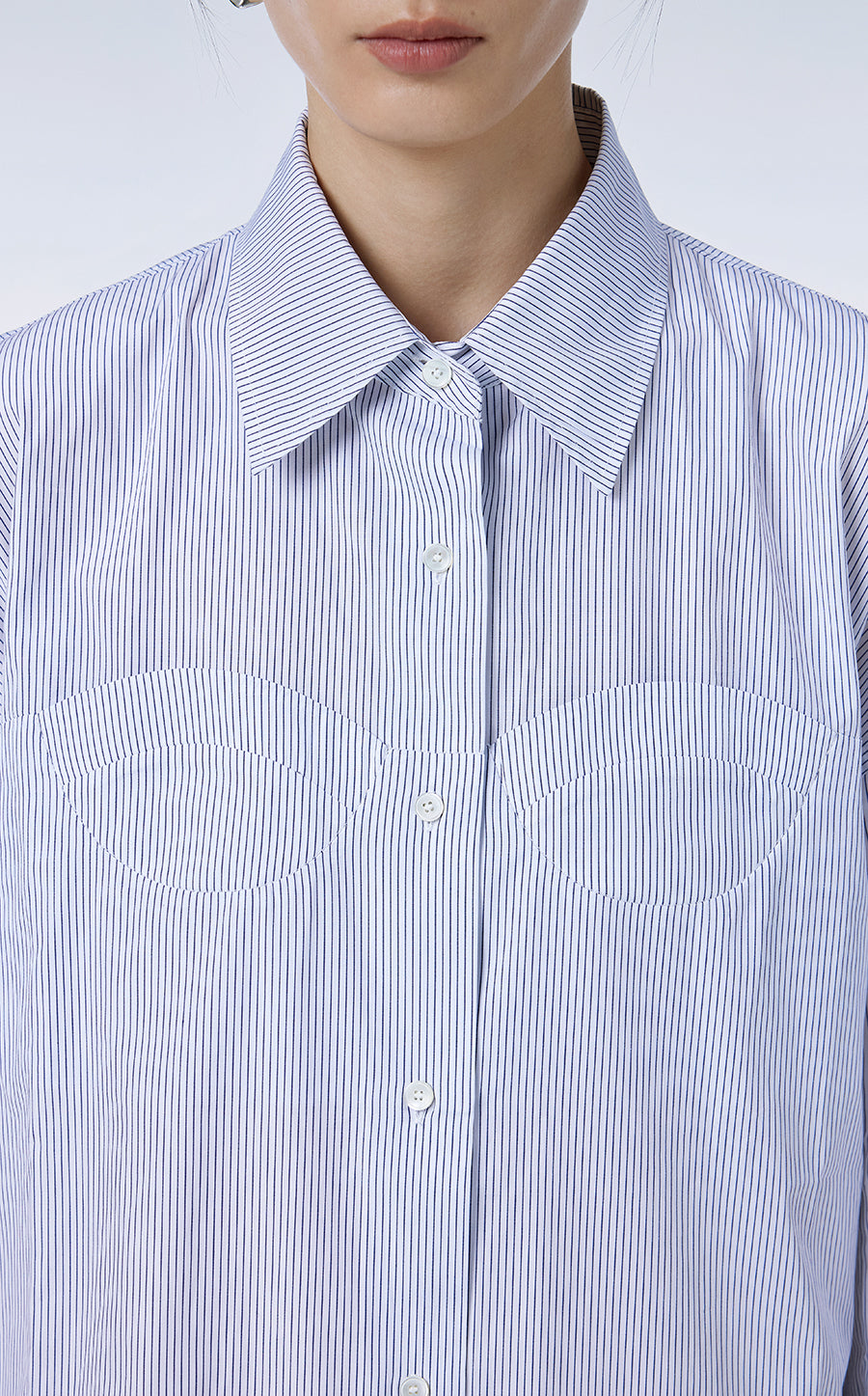 Shirt / JNBY Pinstripe Gathered-waist Cotton Shirt