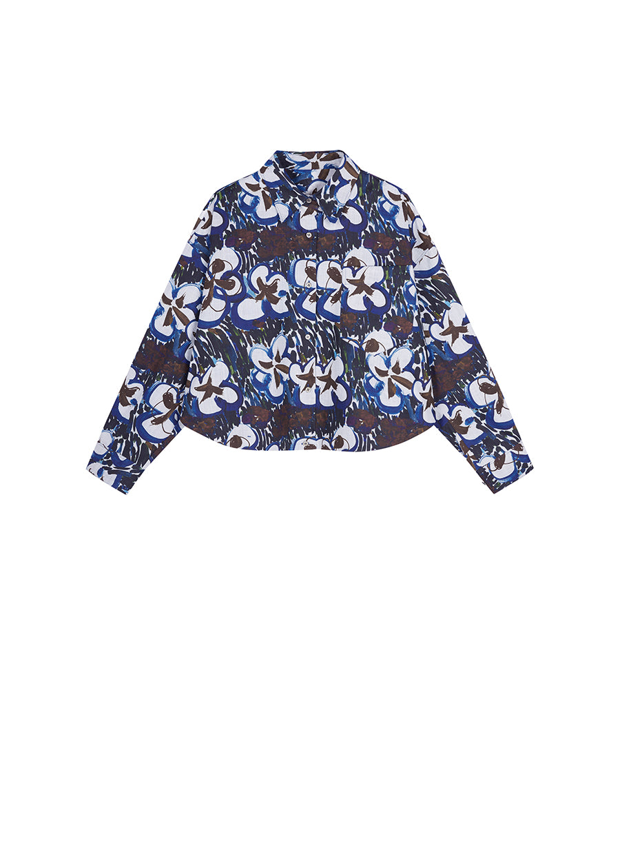 Shirt / JNBY Oversized Floral Prints Ramie Shirt