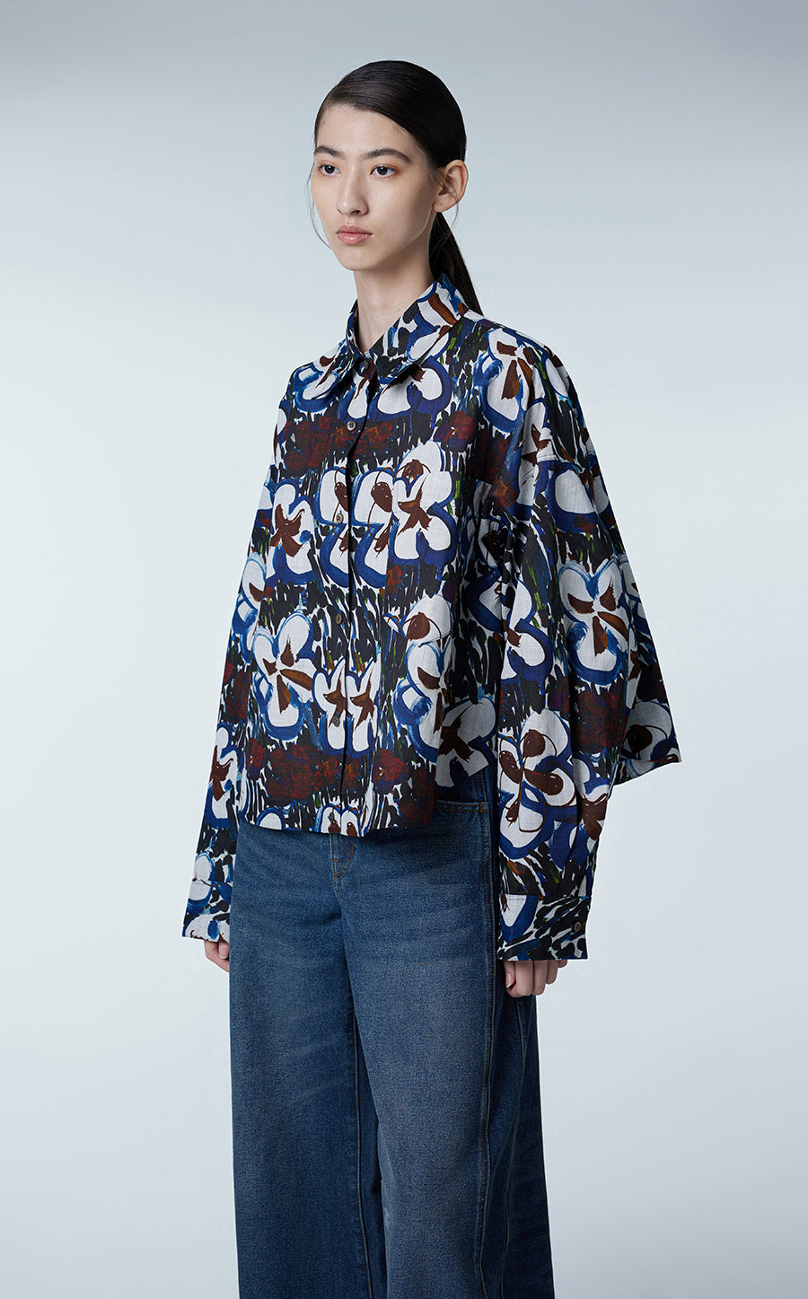 Shirt / JNBY Oversized Floral Prints Ramie Shirt