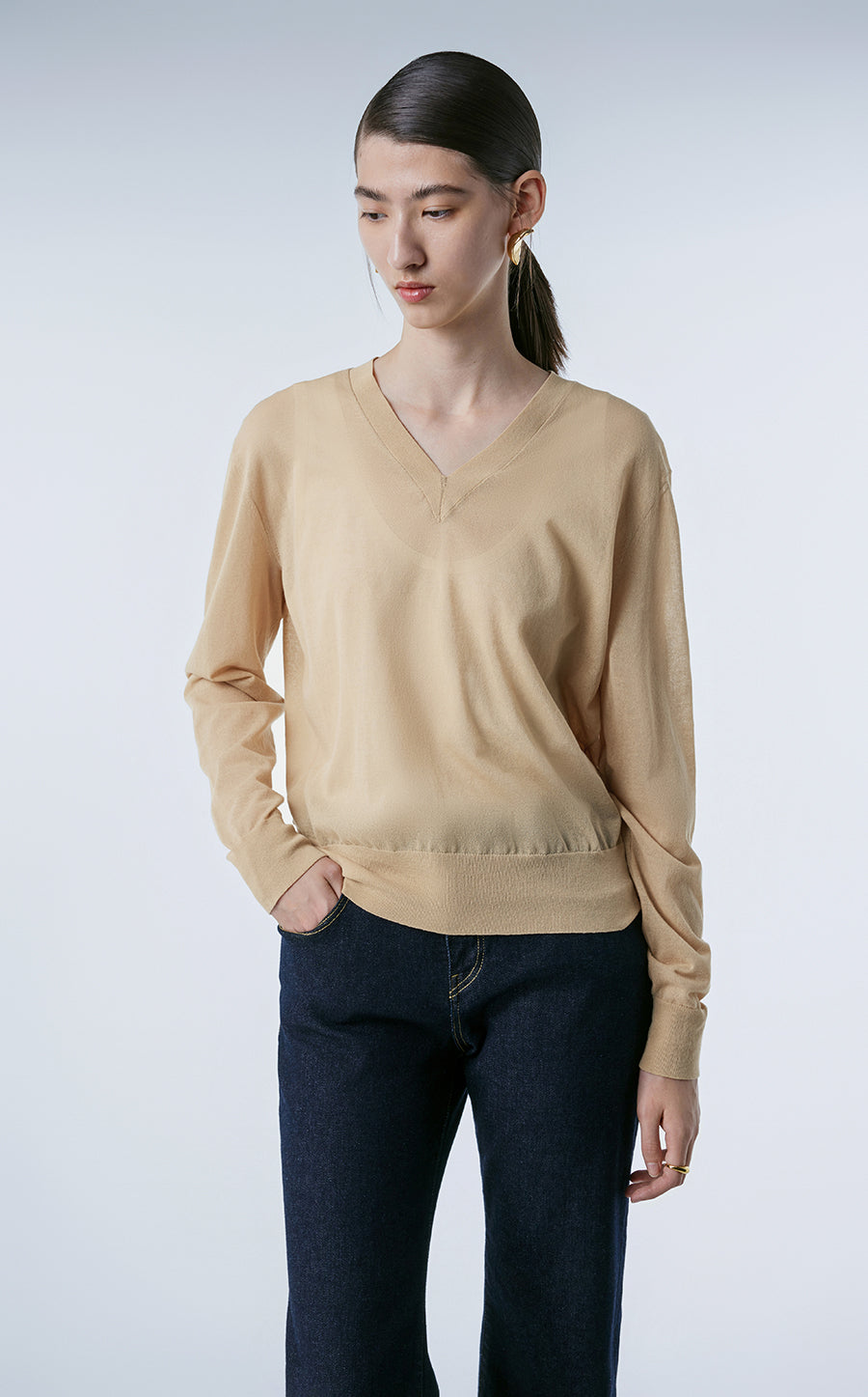 Sweater / JNBY V-neck Cotton-nylon Sweater