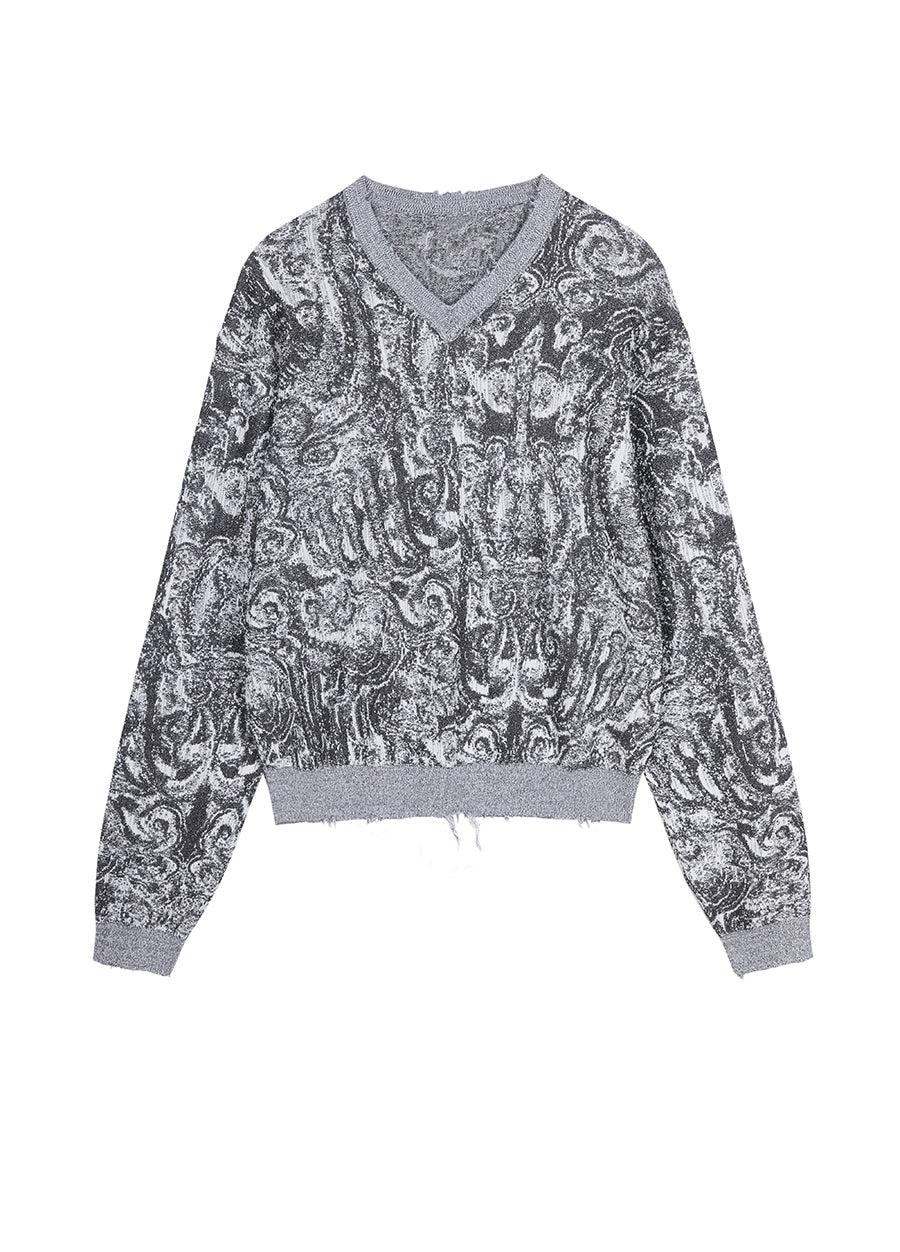 Sweater / JNBY V-neck Sweater in Miao-inspired Prints