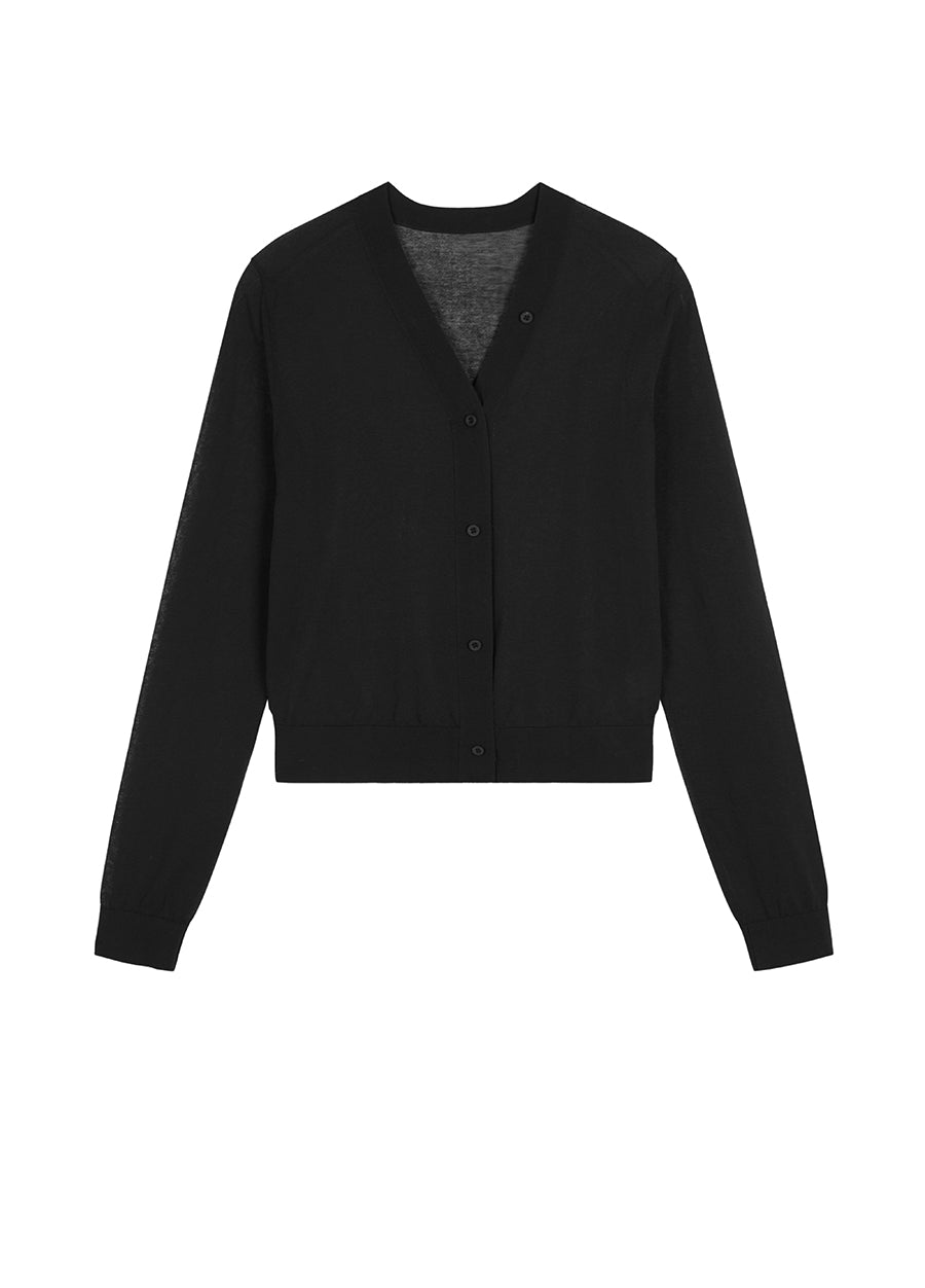 Sweater / JNBY V-neck Cotton Cropped Cardigan