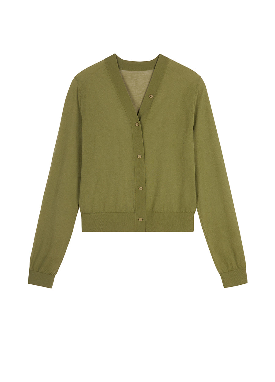Sweater / JNBY V-neck Cotton Cropped Cardigan