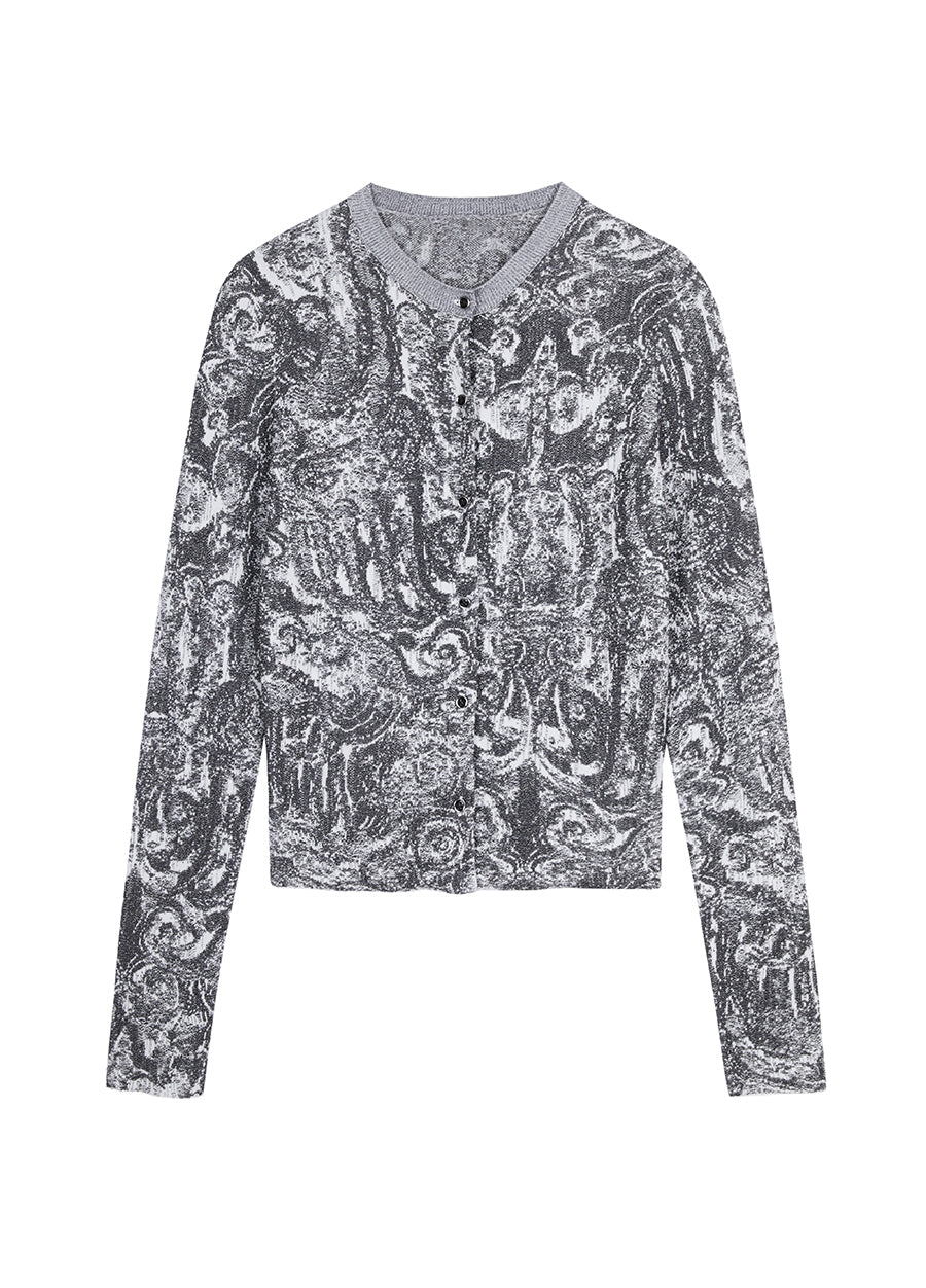 Sweater / JNBY Slim-fit Miao-inspired Prints Cardigan