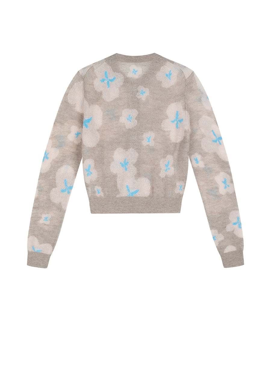Sweater / JNBY  Slim-fit Floral Prints Cropped Cardigan