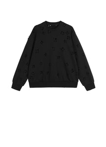 Sweatershirt / (ESG) JNBY Plum Bossom Cut-out Pullover Sweatershirt
