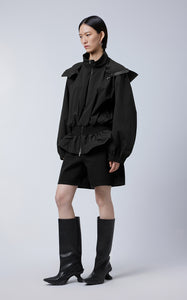 Coat / JNBY Hooded Smocked-waist Jacket