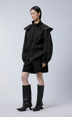 Coat / JNBY Hooded Smocked-waist Jacket