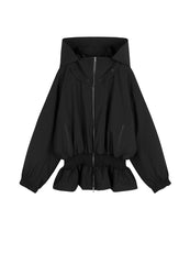 Coat / JNBY Hooded Smocked-waist Jacket