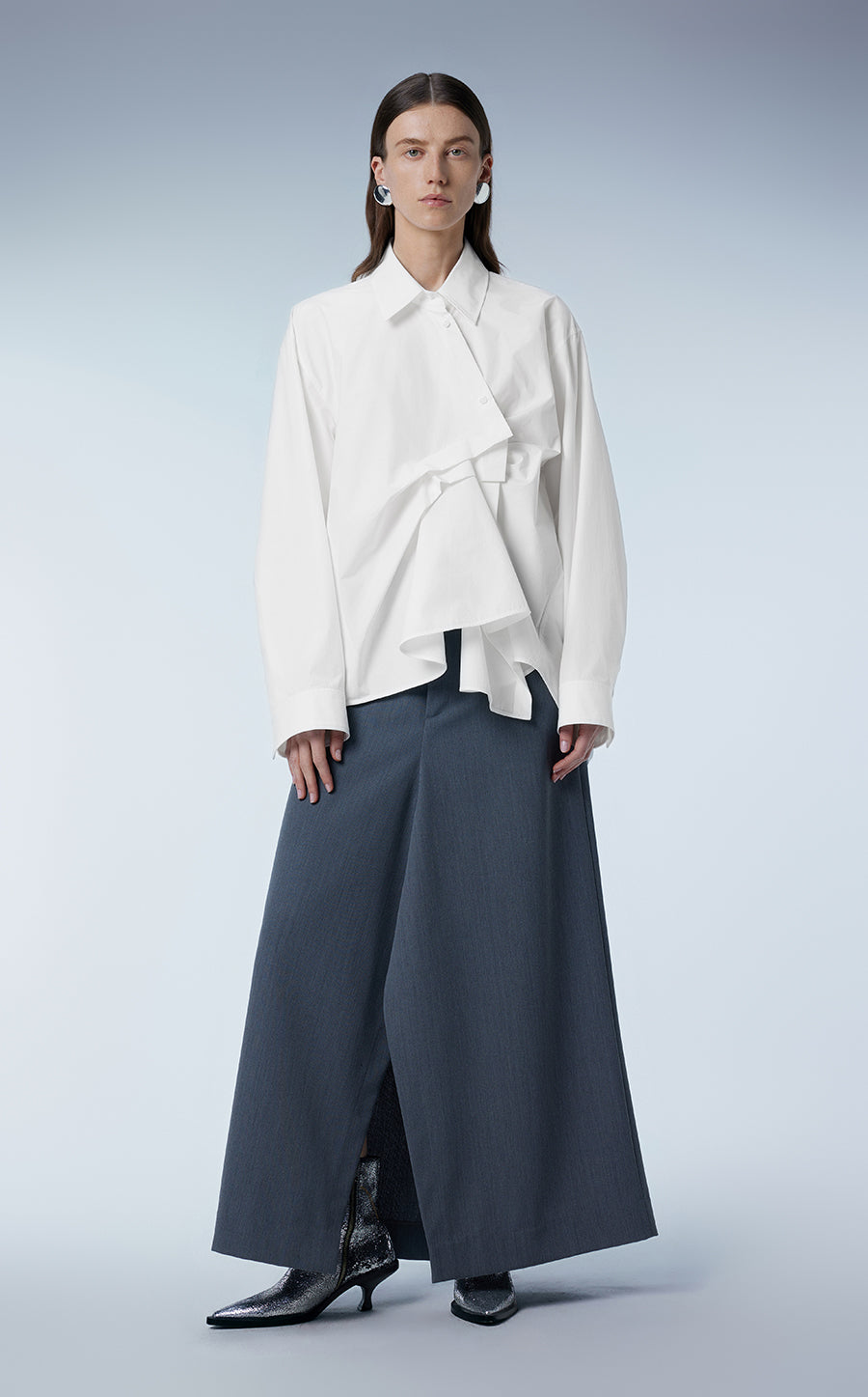 Shirt / JNBY Oversized Asymmetric Cotton Shirt