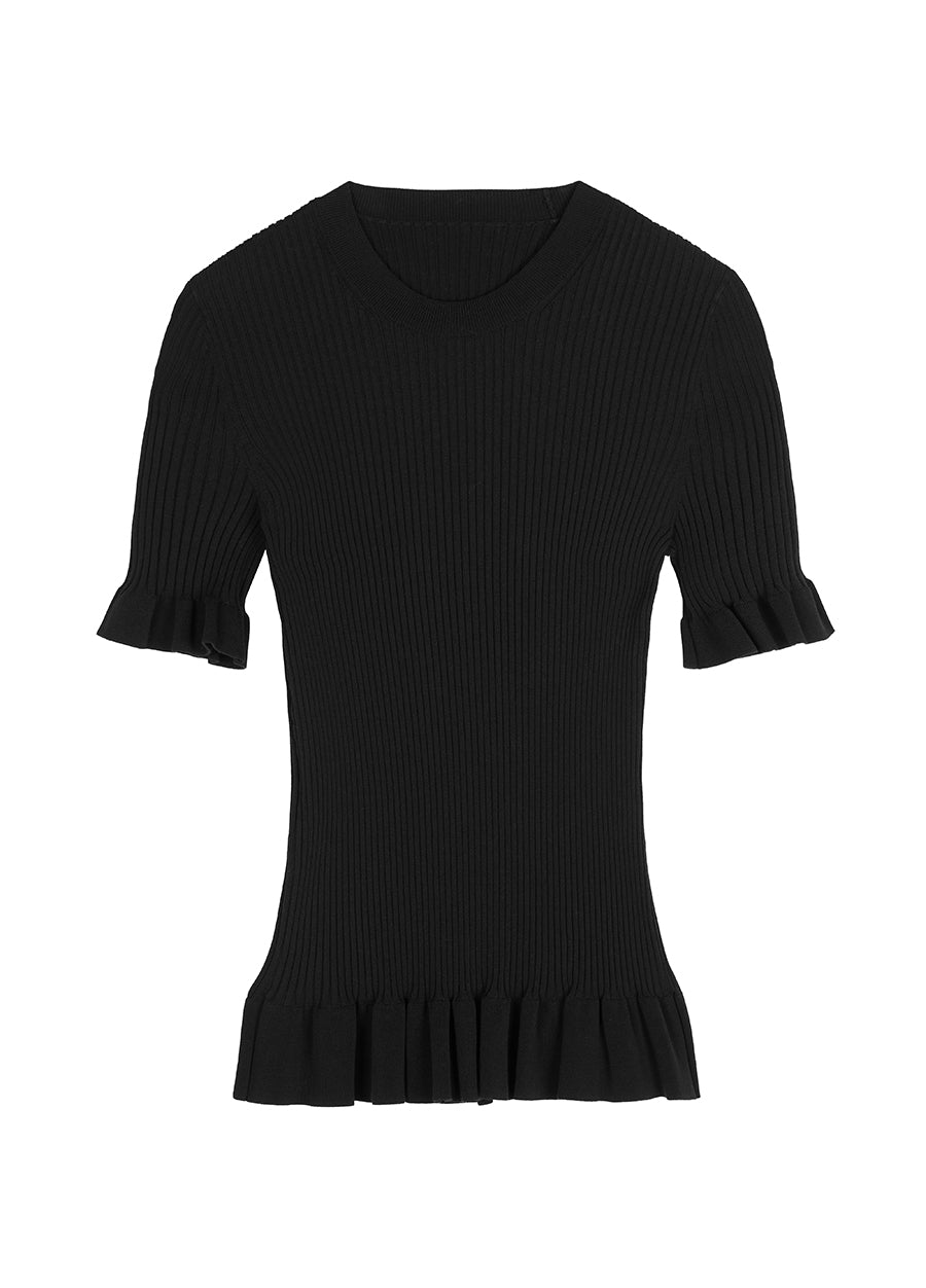 Sweater / JNBY Slim-fit Ruffle-hem Sweater