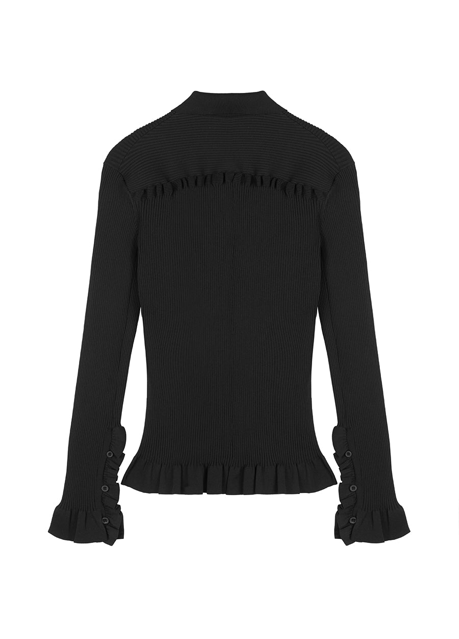 Sweater / JNBY Slim-fit Ruffle-trim Cardigan