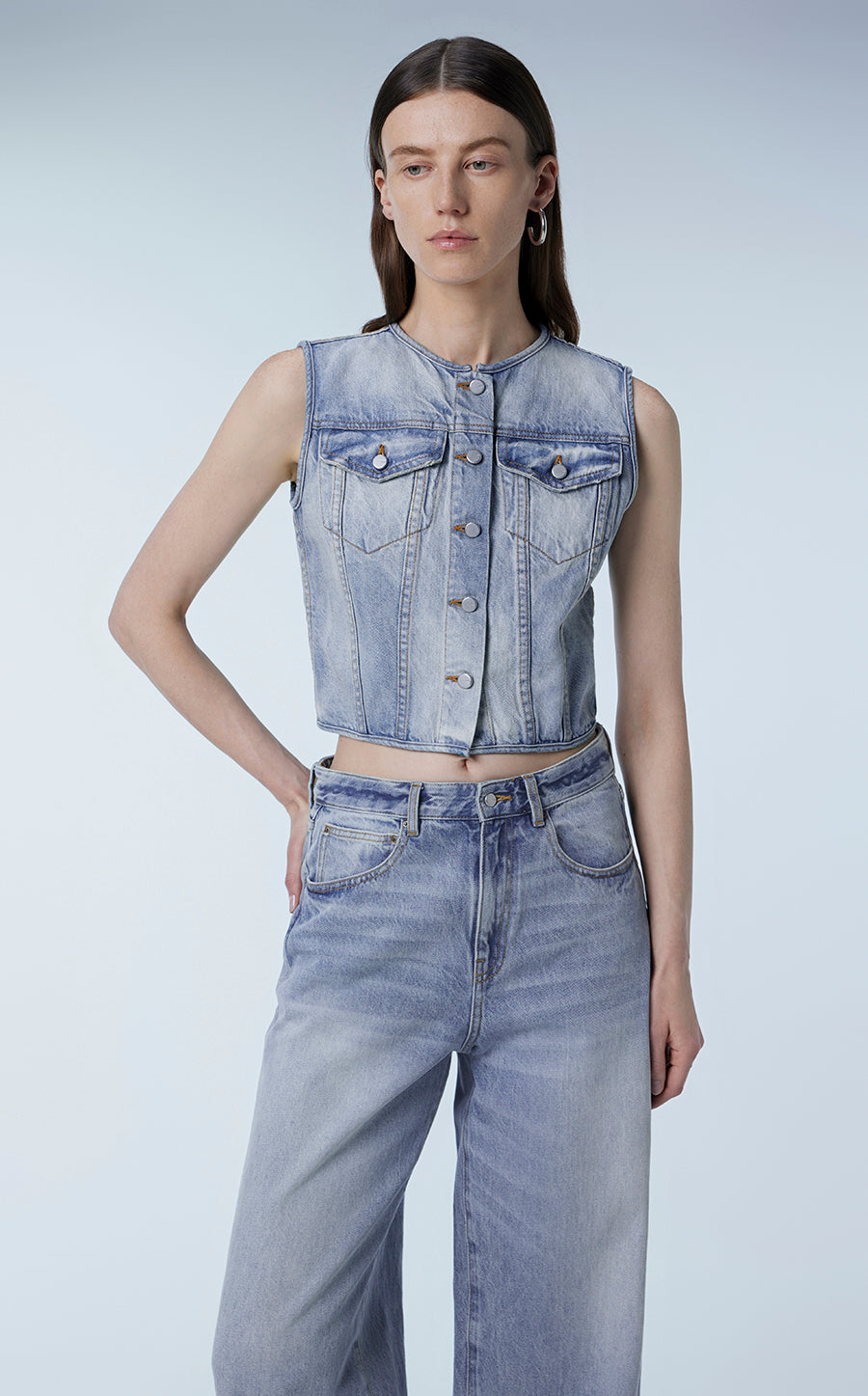 Vest / JNBY Cotton Croped Denim Vest