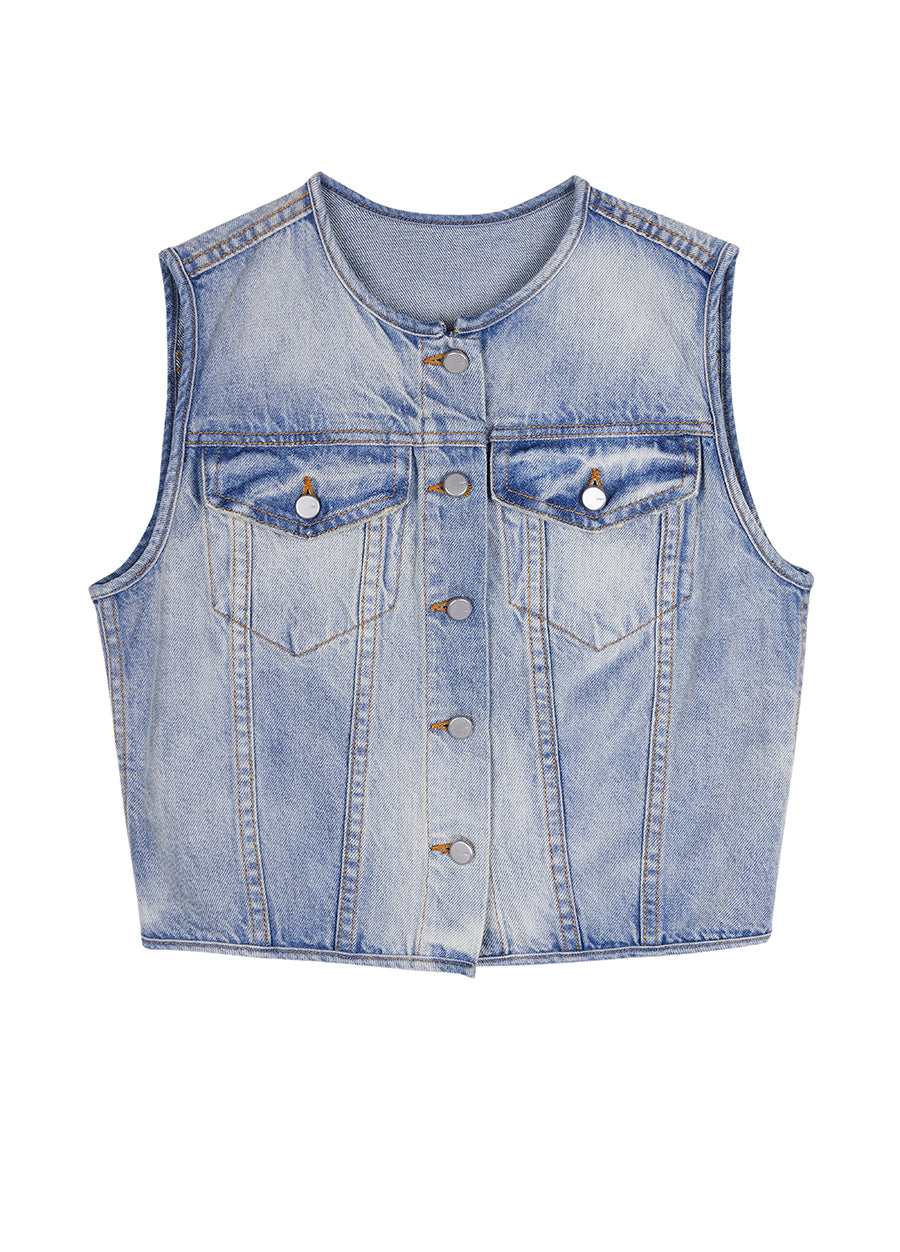 Vest / JNBY Cotton Croped Denim Vest