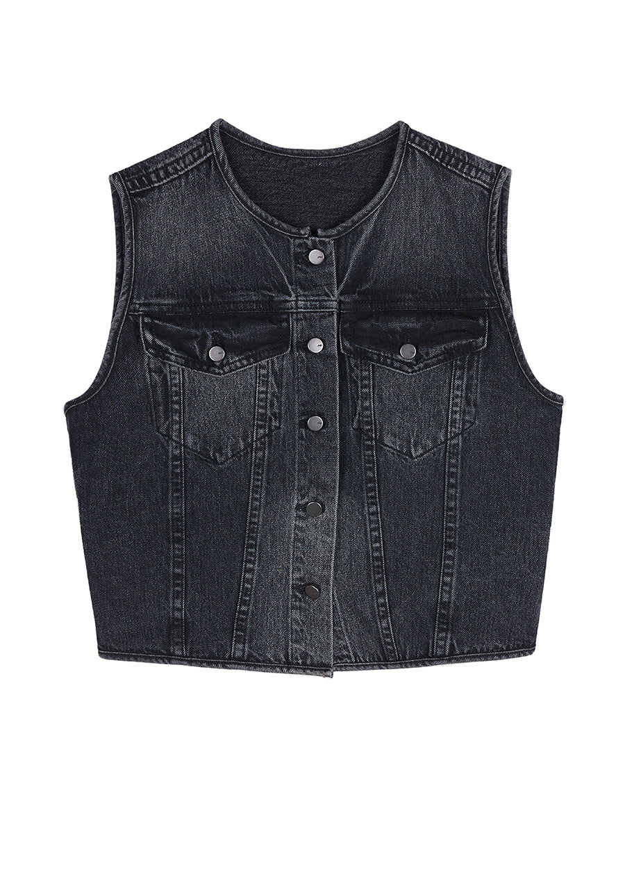 Vest / JNBY Cotton Croped Denim Vest