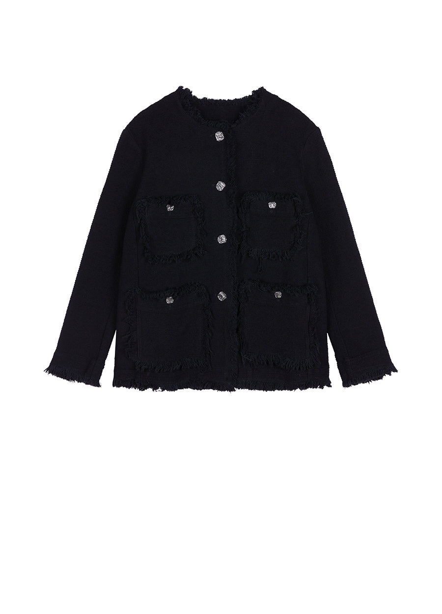 Coat / JNBY Cotton Collarless Denim Jacket