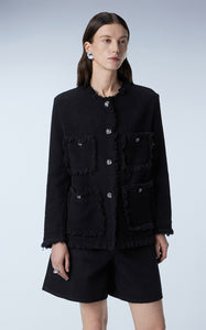Coat / JNBY Cotton Collarless Denim Jacket