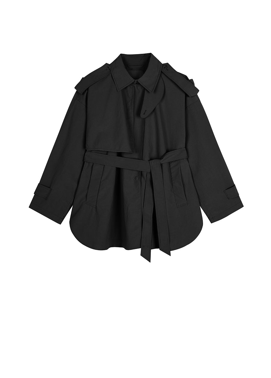 Coat / JNBY Oversized Belted Short Trench Coat