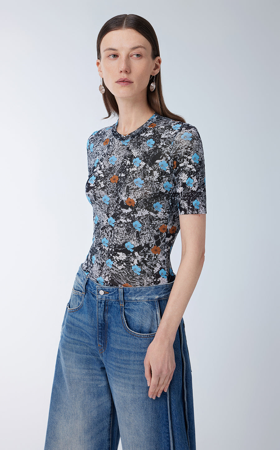 T-shirt / JNBY Floral Print Skin-friendly Short-sleeve T-shirt