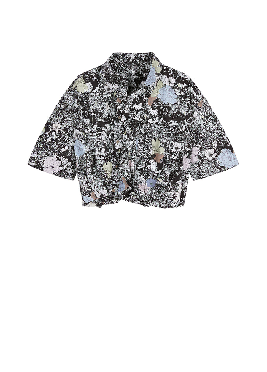 Shirt / JNBY Floral-print Cropped Short-sleeve Shirt