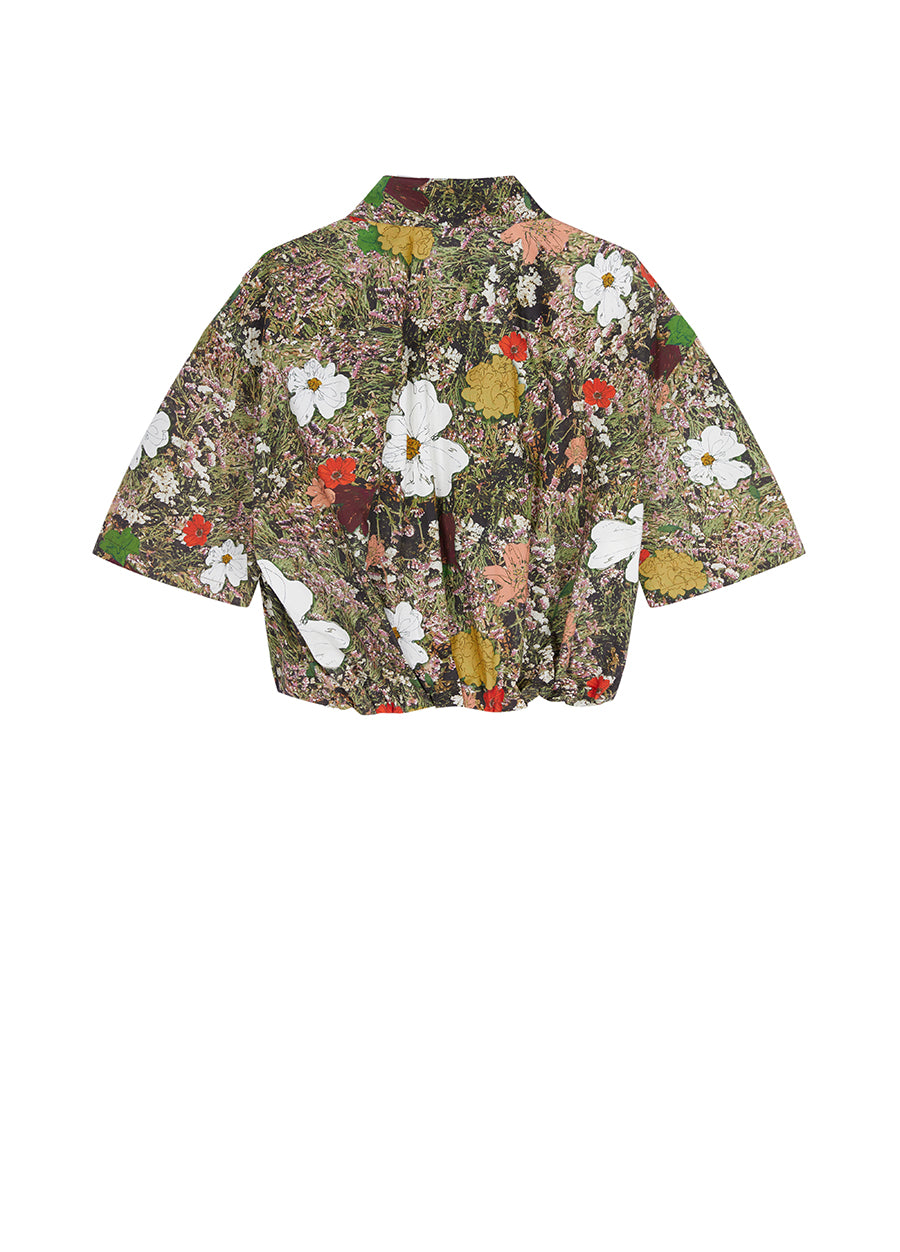 Shirt / JNBY Floral-print Cropped Short-sleeve Shirt