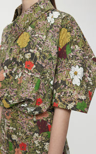 Shirt / JNBY Floral-print Cropped Short-sleeve Shirt