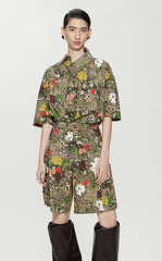 Shirt / JNBY Floral-print Cropped Short-sleeve Shirt