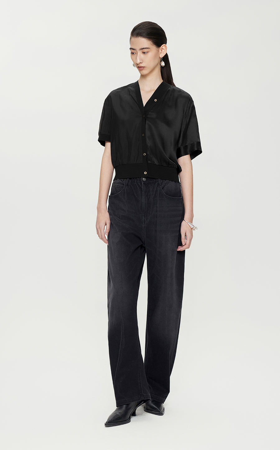 Shirt / JNBY Relaxed Viscose-silk Spliced Shirt