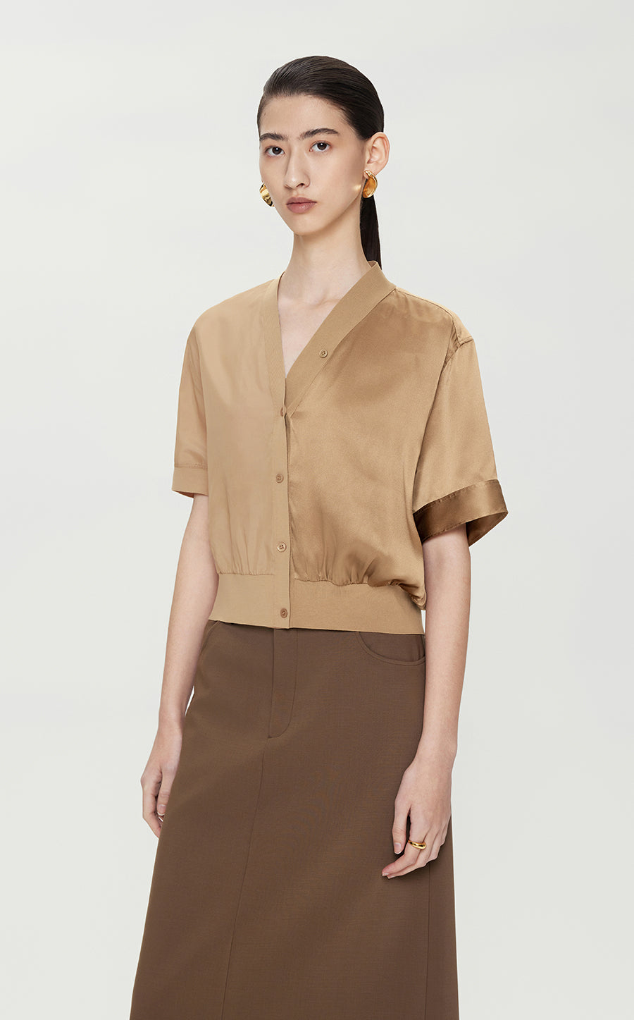 Shirt / JNBY Relaxed Viscose-silk Spliced Shirt