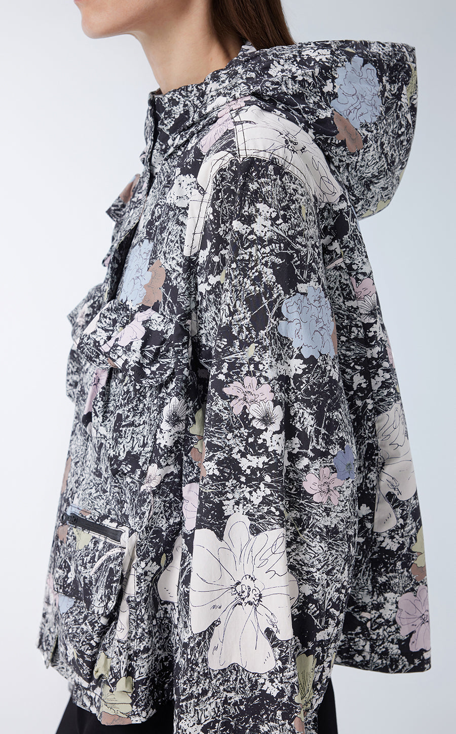 Coat / JNBY Floral-print Hooded Jacket