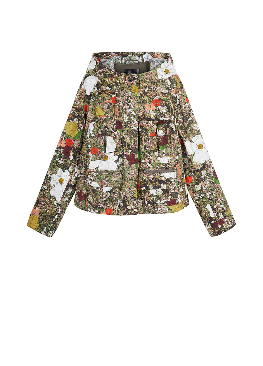 Coat / JNBY Floral-print Hooded Jacket