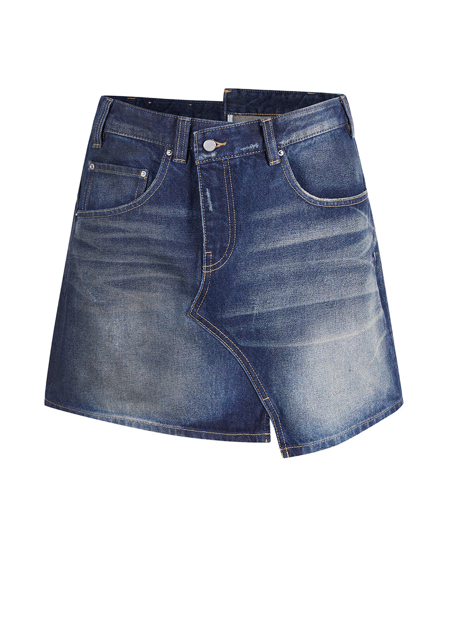 Skirt/JNBY Denim Asymmetric Waist Skirt(100% cotton)