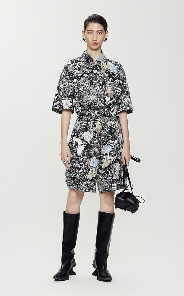 Shorts / JNBY Floral Print Straight Cotton Shorts