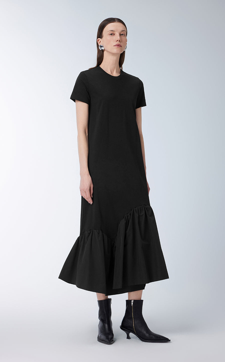 Dress / JNBY  Short-sleeve Spliced Cotton Dress