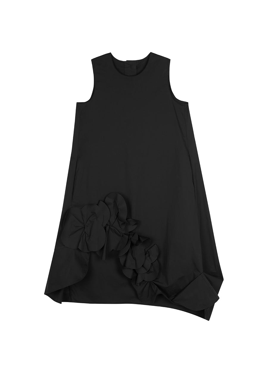 Dress / JNBY 3D-floral  Asymmetric Sleeveless Dress