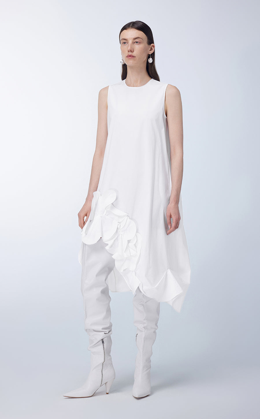 Dress / JNBY 3D-floral  Asymmetric Sleeveless Dress