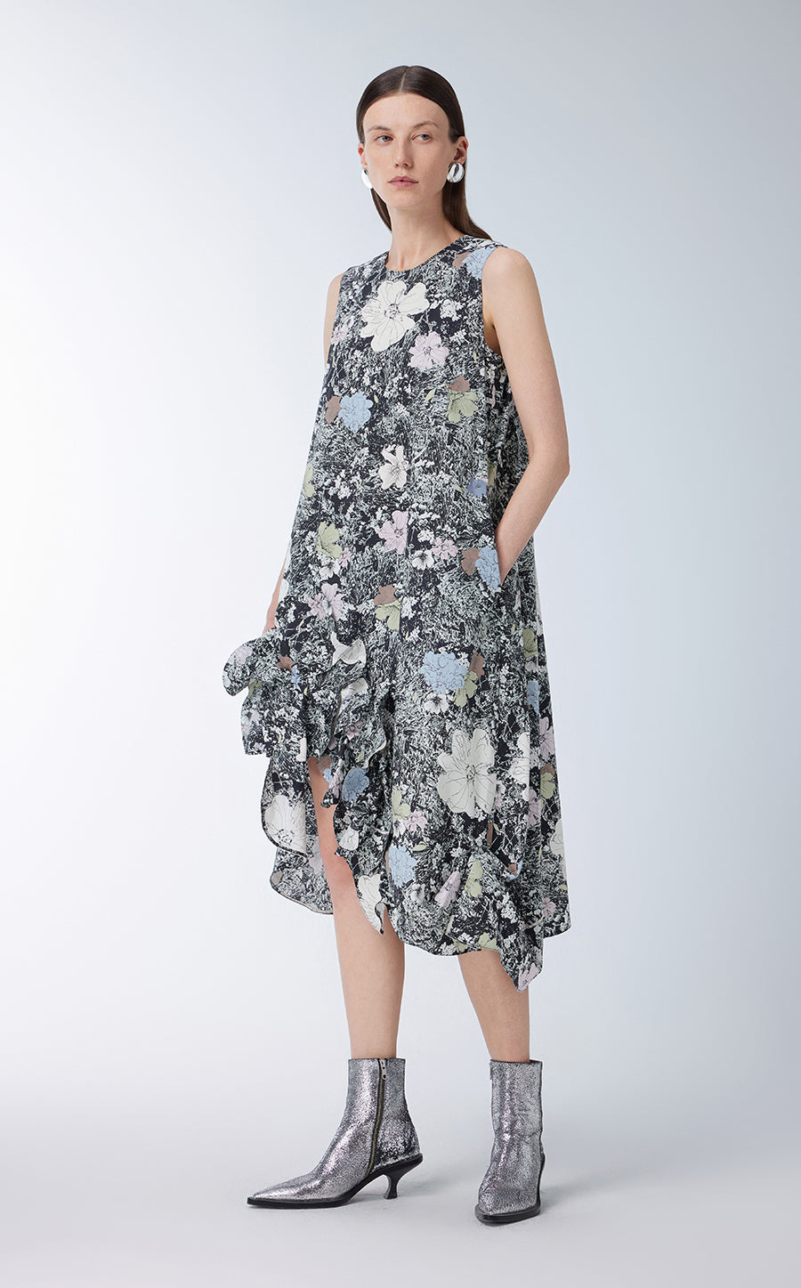 Dress / JNBY Floral Prints Sleeveless A-line Dress