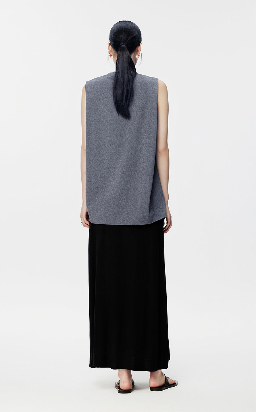 T-Shirt/JNBY Asymmetric Sleeveless T-Shirt