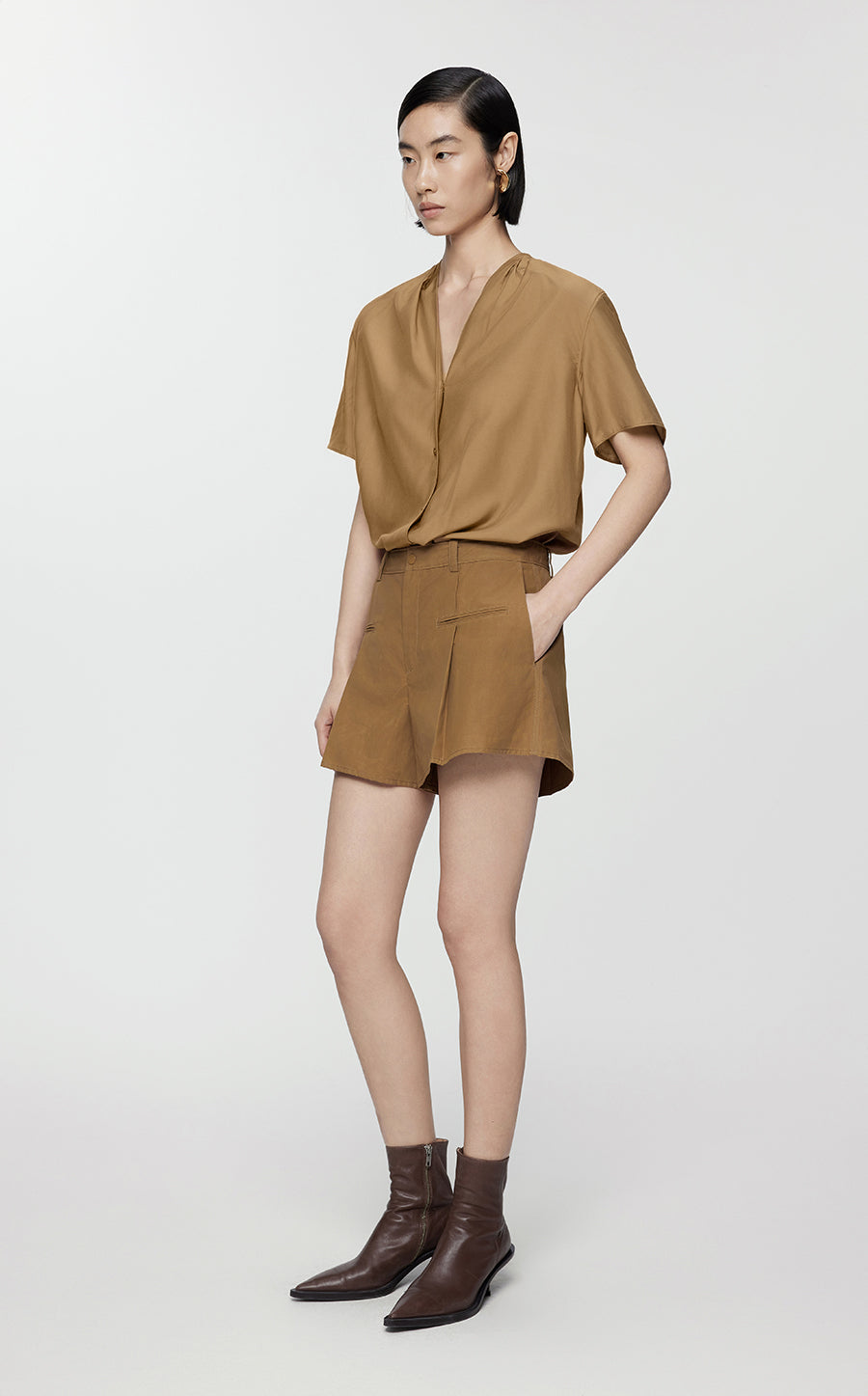 Blouse/JNBY V-neck Loose-fitting Short-sleeved Blouse