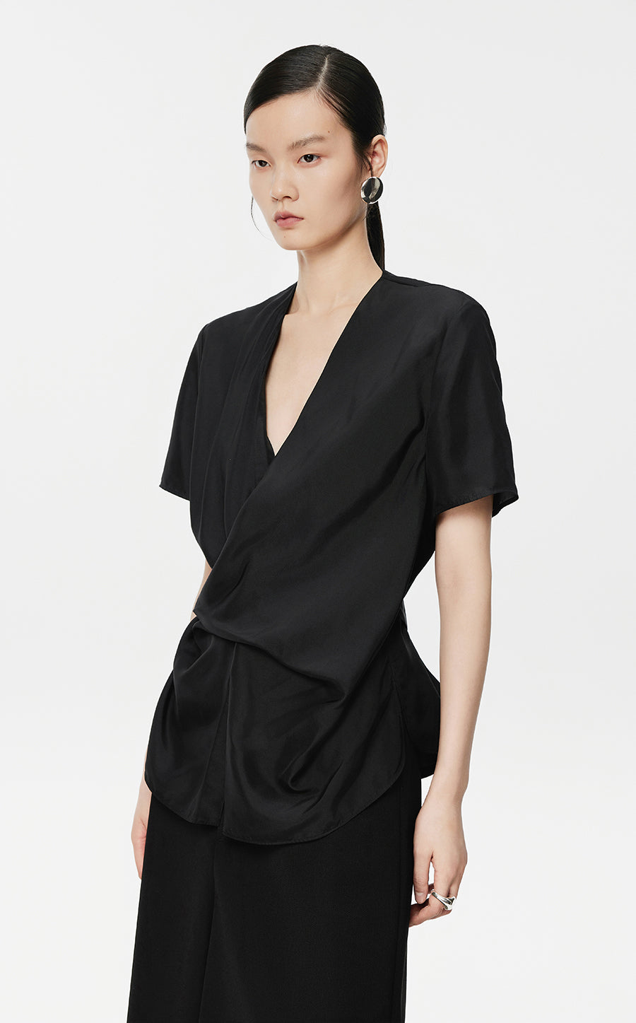 Blouse/JNBY V-neck Loose-fitting Short-sleeved Blouse