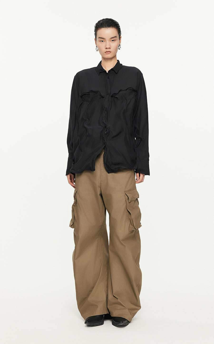 Shirt /JNBY Loose Fitting Long-sleeved Silk Shirt