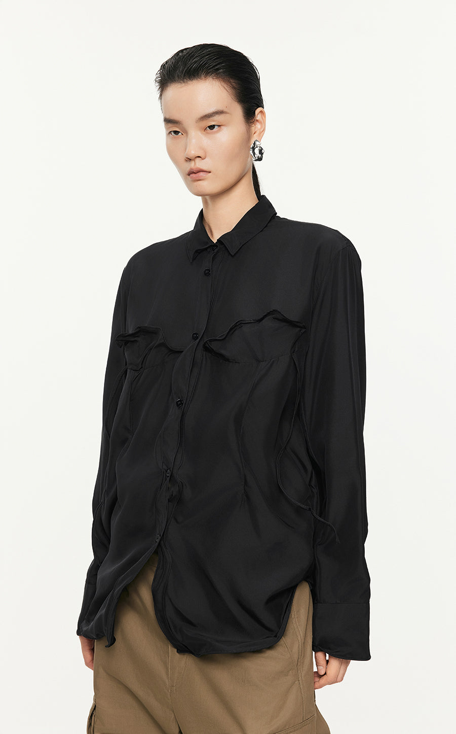 Shirt /JNBY Loose Fitting Long-sleeved Silk Shirt