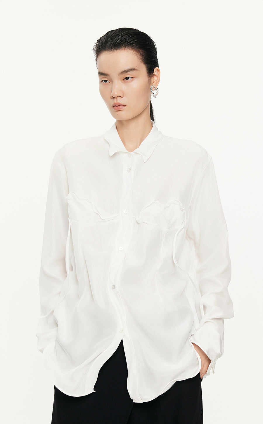 Shirt /JNBY Loose Fitting Long-sleeved Silk Shirt