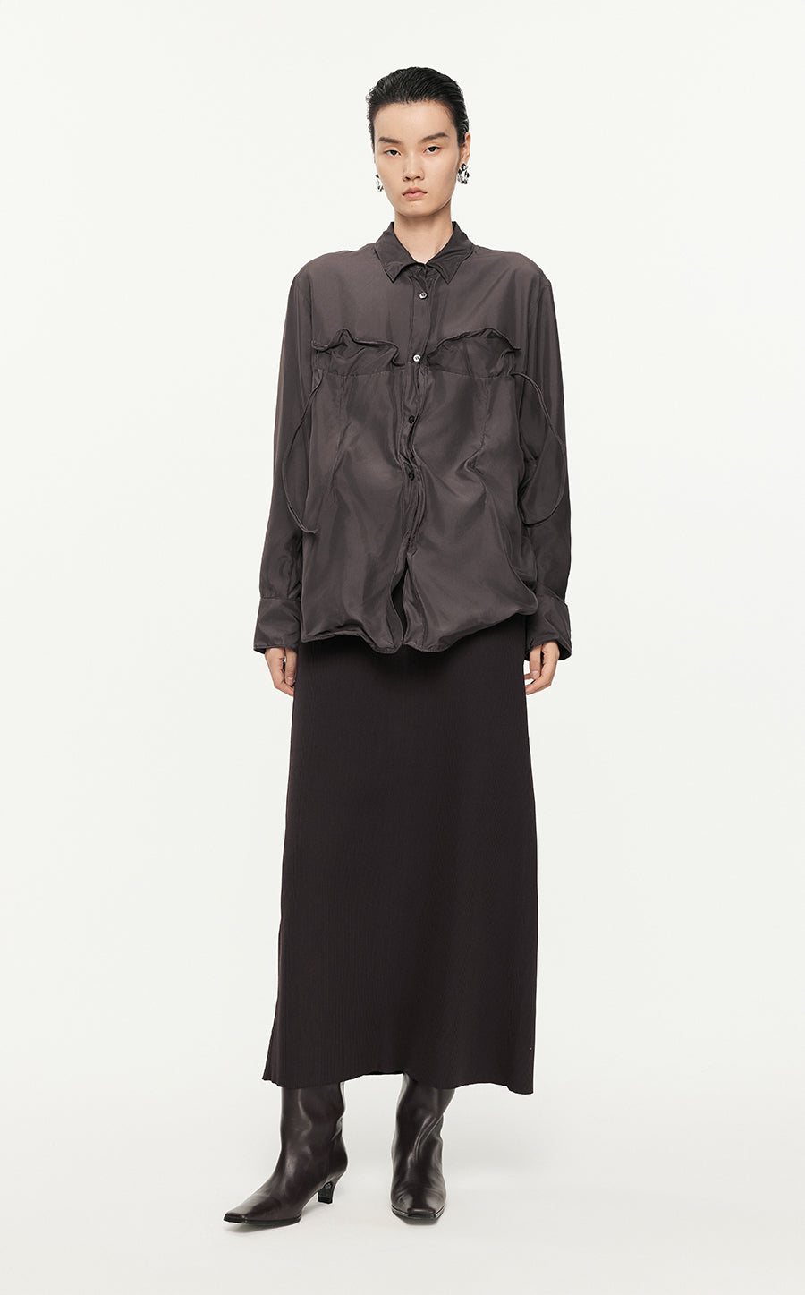 Shirt /JNBY Loose Fitting Long-sleeved Silk Shirt